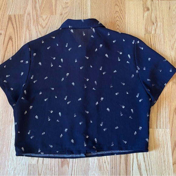 Vintage Ark Reworks Navy Patterned Blouse - Picture 3 of 4